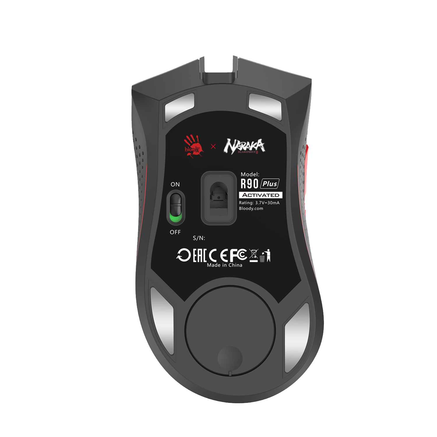 A4tech Bloody R90 Plus Naraka Edition 2.4GHz Wireless Gaming Mouse - 5-Level 5000 CPI - 60 Hours Playtime - Rechargeable Lithium Battery. 