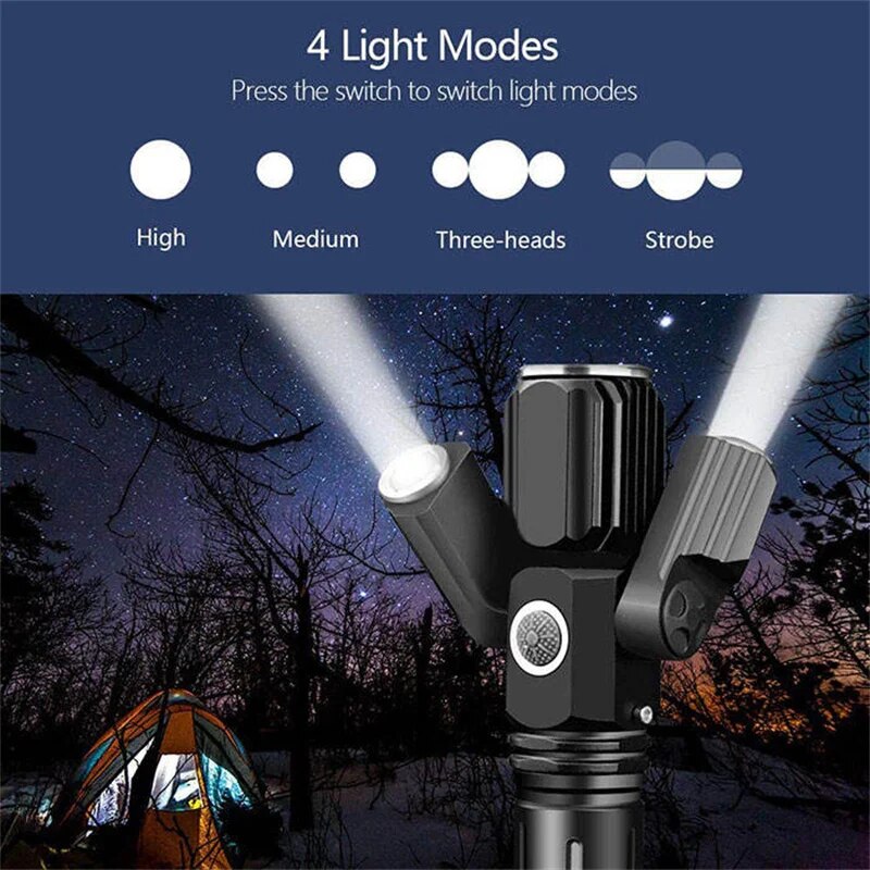 5000 Lumen Handheld USB Rechargeable Flashlight Led Waterproof Camping Torch Adjustable Zoom Tactical Flashlights For Bicycle. 