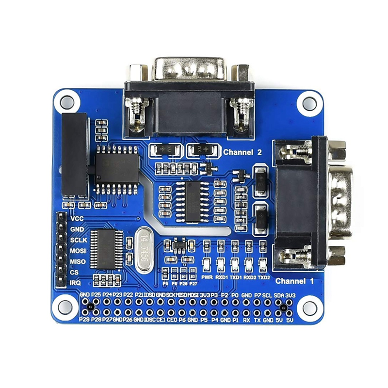 2-Channel Isolated RS232 Expansion HAT for Adopts the SC16IS752+SP3232 Solution