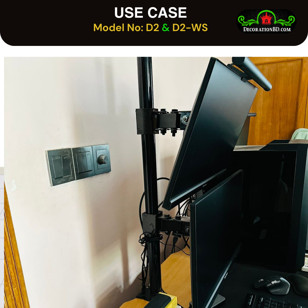 Dual monitor Stand (Vertical ) desk mount for 10"-27" monitor.Load Capacity upto 14Kg per monitor -(100% Local-made). 