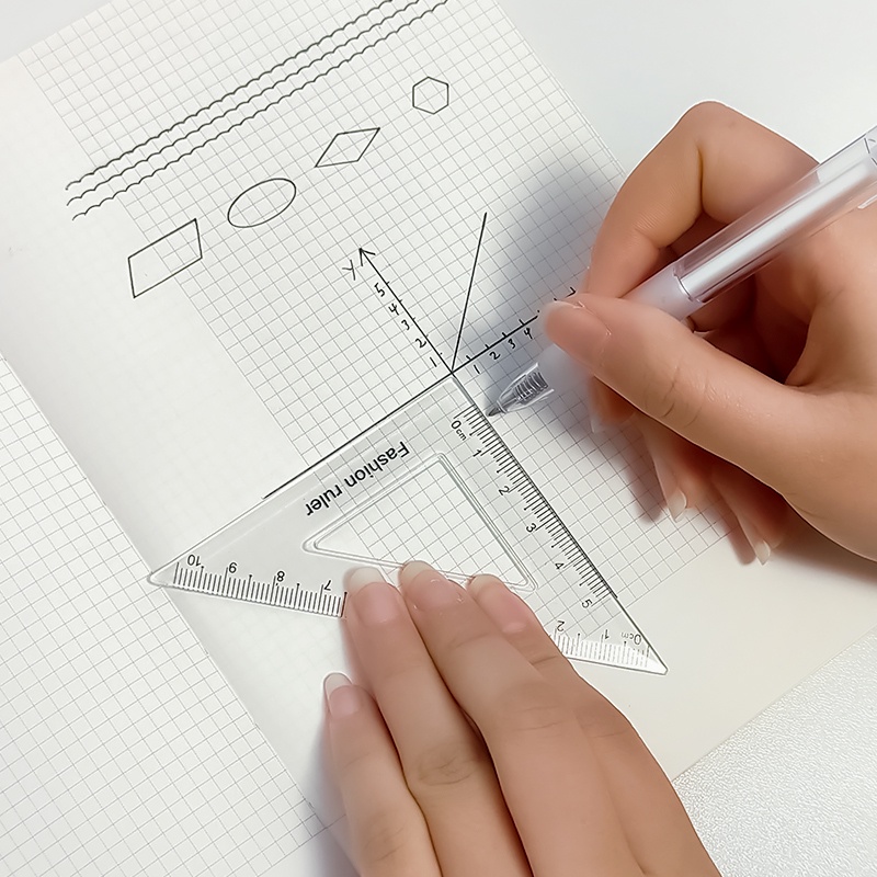 4 Pcs Simple Cartoon Transparent Ruler Set Student Portable Drawing Measuring Rulers. 