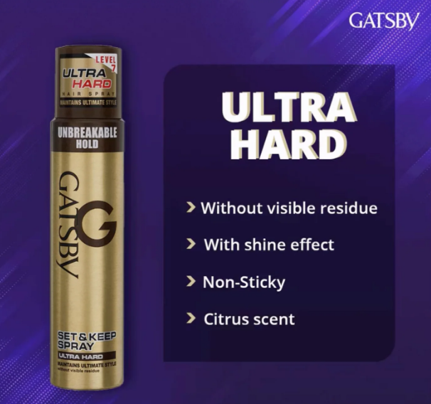 GATSBY Hair Spray Level 7 Set and Keep Spray Ultra Hard 66ml. 