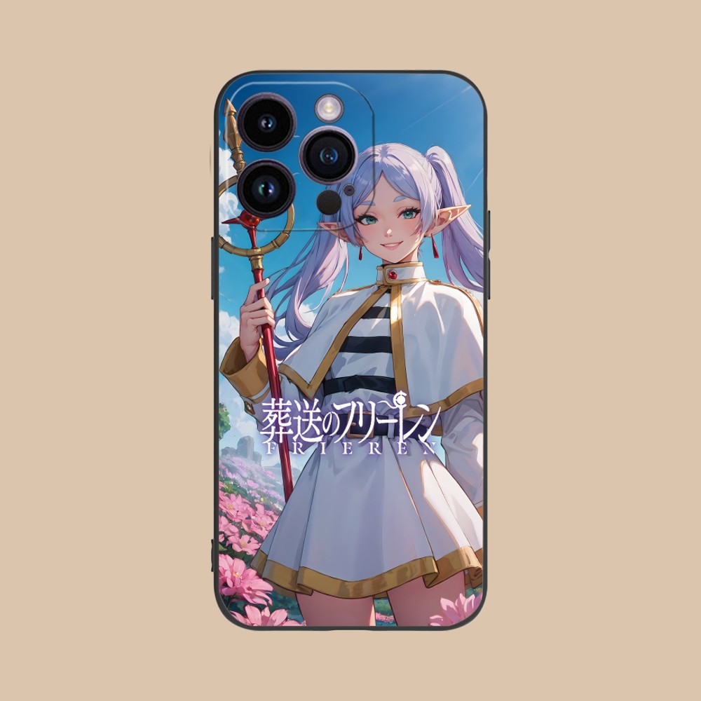 Anime Frieren Mobile Cell Phone Case for iPhone 15 14 13 12 11 X XR XS 8 7 Pro Max Plus Mini Black Soft Phone Cover Funda. 