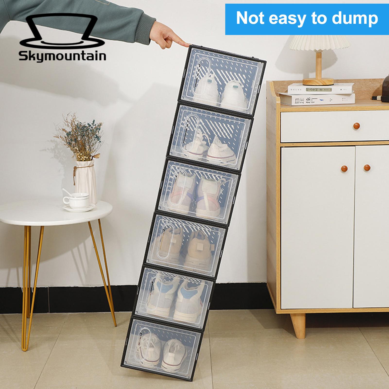 High Heel Storage Box Stackable Clear Shoe Box Organizer for Closet Space Saving Container with Lid less Than. 