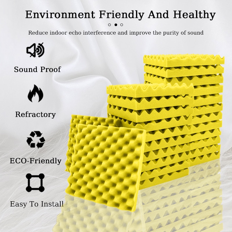TOUO Soundproofing Foam Panels 6/12/24 Pcs Mushroom Wedge Tiles Acoustic Padding Noise Insulation For Home Studio. 
