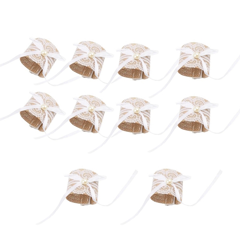 20pcs Lace Napkin Ring Buckle,natural Jute Table Chair Burlap Ring