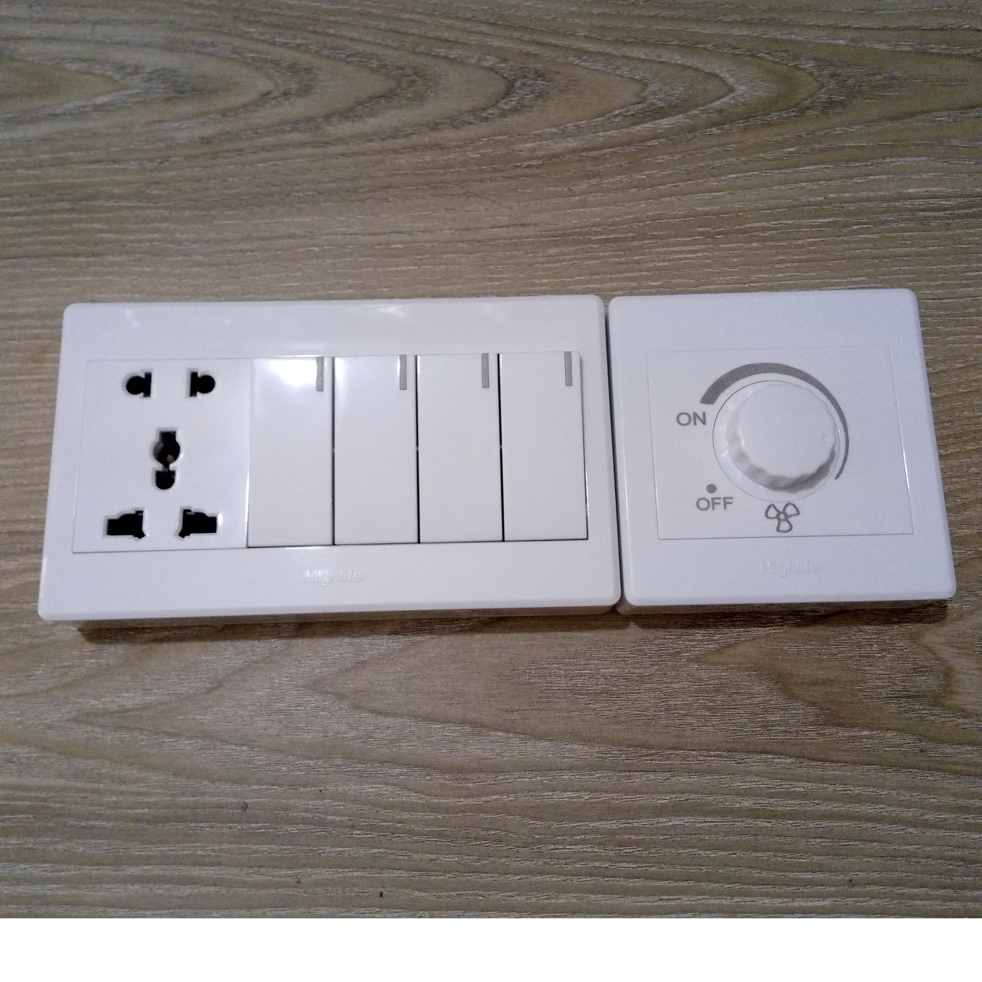 Electric Multi Socket 3 Pin Socket, 2 Pin Socket, MK Socket, Dimmer with 4 Gang Switch