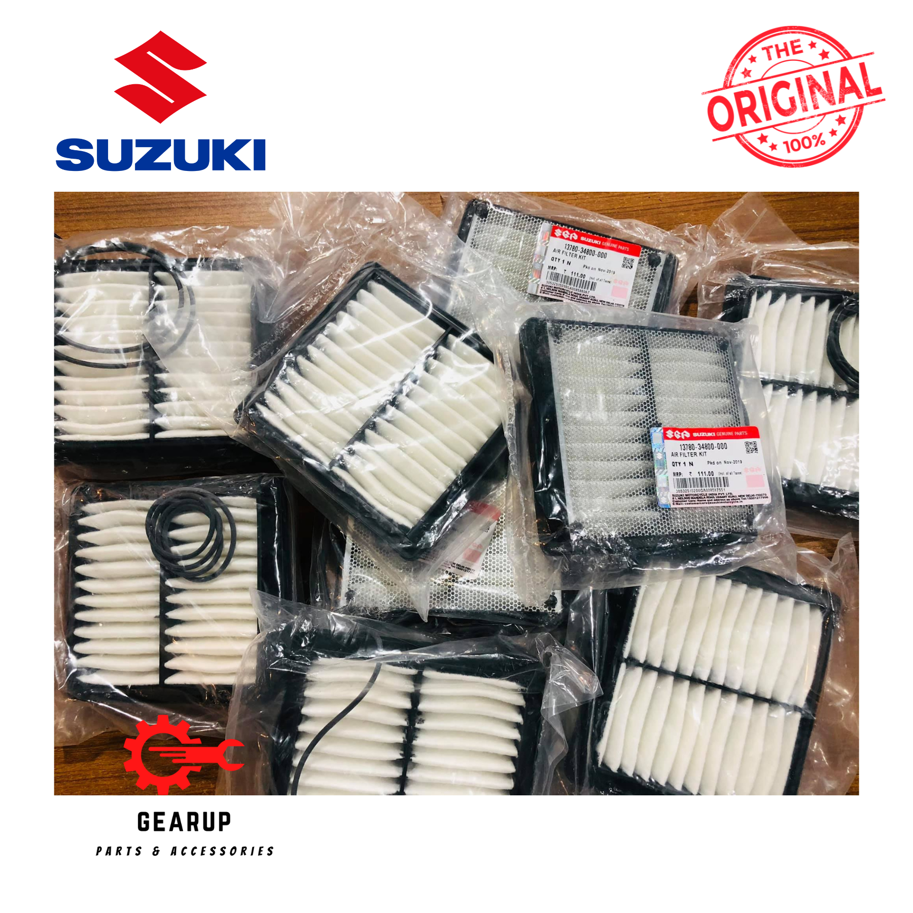 Suzuki Air filter for Suzuki Gixxer, Gixxer SF, Gixxer FI ABS (2 Pcs). 