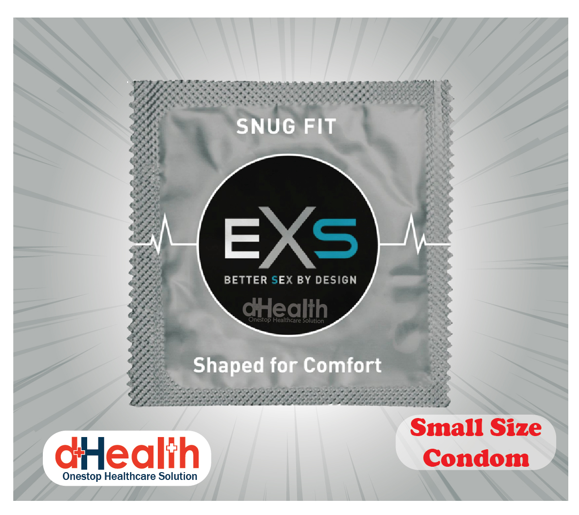 EXS Snug condom, small size condom, fit condom, closer fitting condom, tight fit  condom, Single pack (3x1=3pcs). 