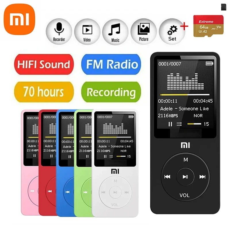 XIAOMI MP3 Player Speaker FM Radio Digital Display Screen Media MP4 Player Bluetooth Pocket Audio Walkman Running Walking Music