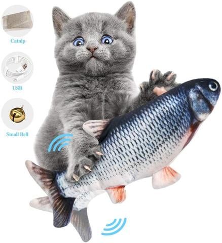TOOGE 2 Pack 11" Electric Moving Fish Cat Toy Realistic Interactive Flopping Fish Cat Kicker Catnip Toys for Indoor Cats Pets Kitten. 