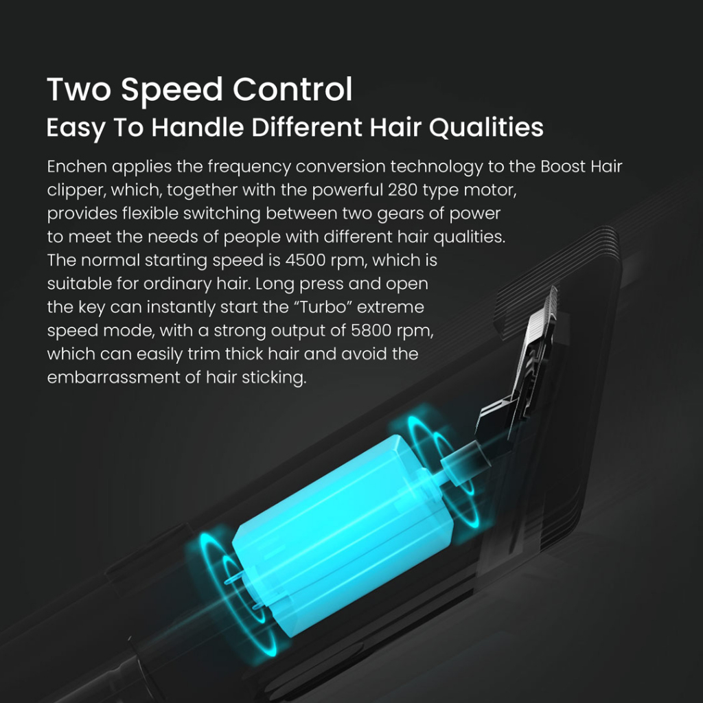 Xiaomi Enchen Boost Trimmer Washable Long Battery Backup 1 Hour Charge Up to 3 Months Use One Button Lock 07-21mm length Adjustment Two Speed Control Low Noise Hair Trimmer With Type-C Charger. 