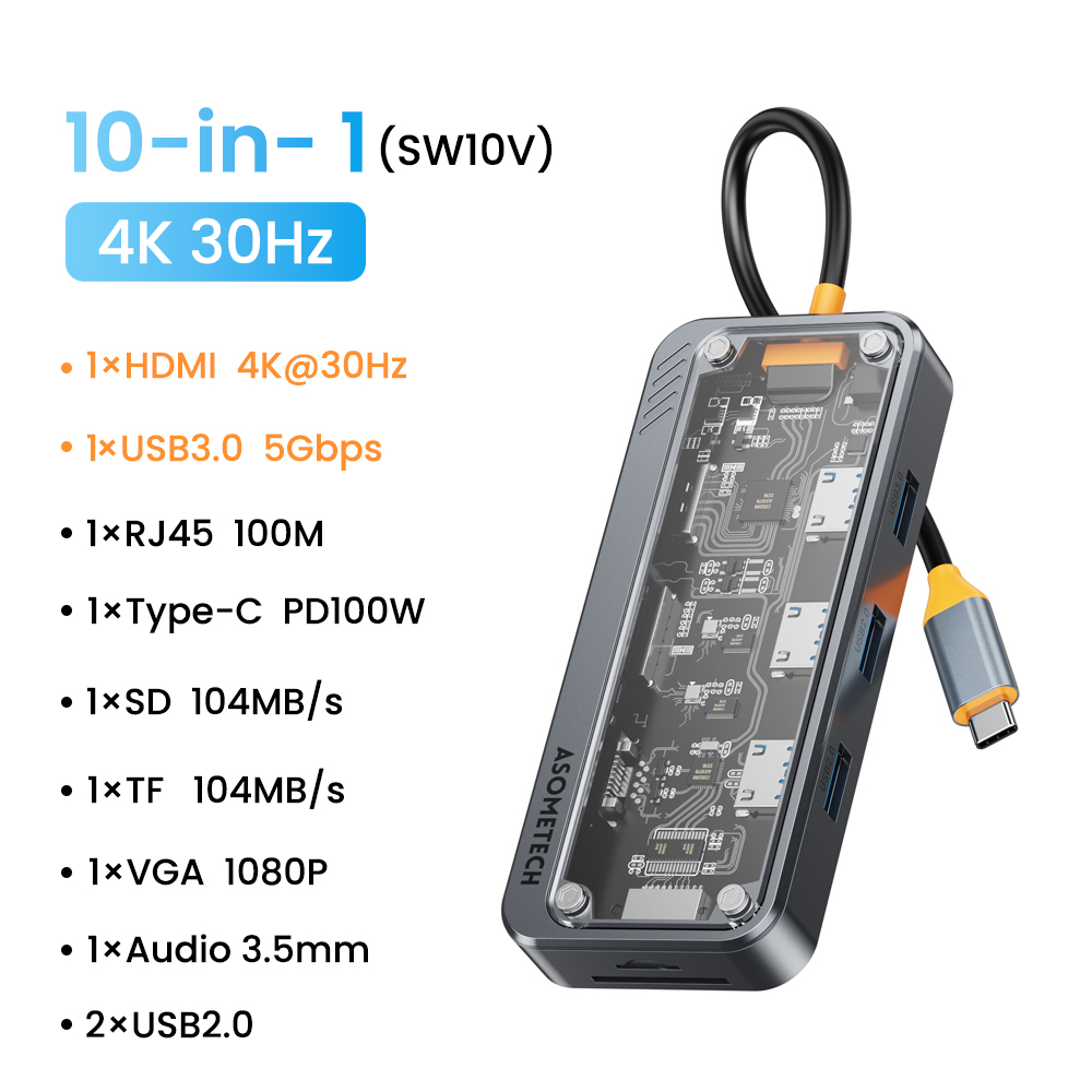 USB C Hub Dock Station Type C To HDMI-Compatible Ethernet Port RJ45 PD 100W Adapter For Macbook USB 3.0 4K Hub Laptop Tablet. 