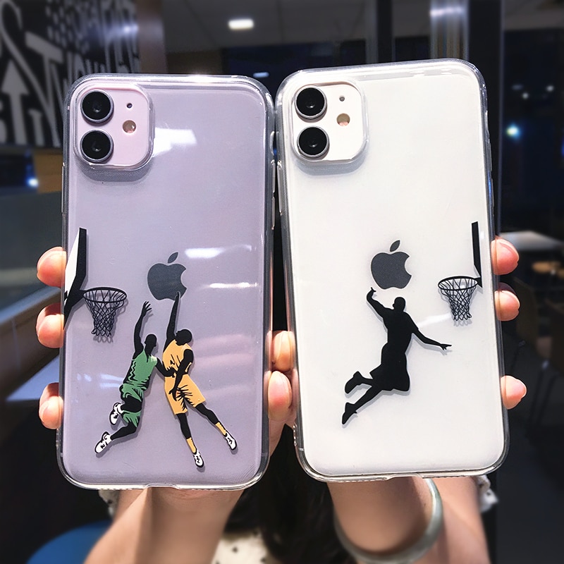 Funny Cartoon Basketball Slam Dunk Clear Phone Case For iPhone 14 Pro Max 13 12 11 XS X XR 7 8 Plus Boy Transparent Soft Cover. 