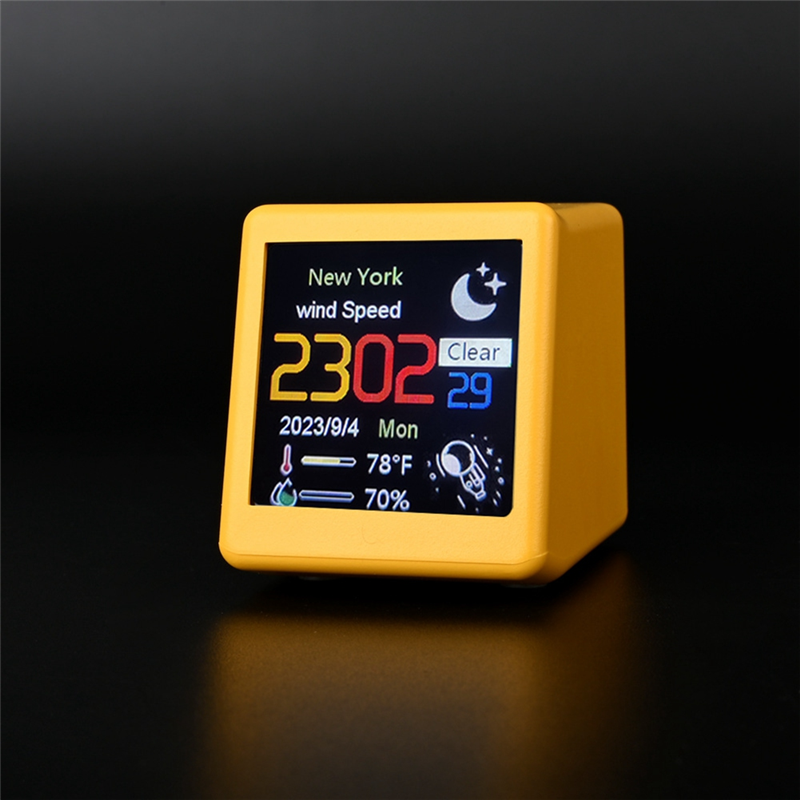 Smart WIFI Weather Station Clock DIY Cute GIF Animations Desktop Decoration Electronic Album Function MINI Clock E Easy Install Easy to Use. 
