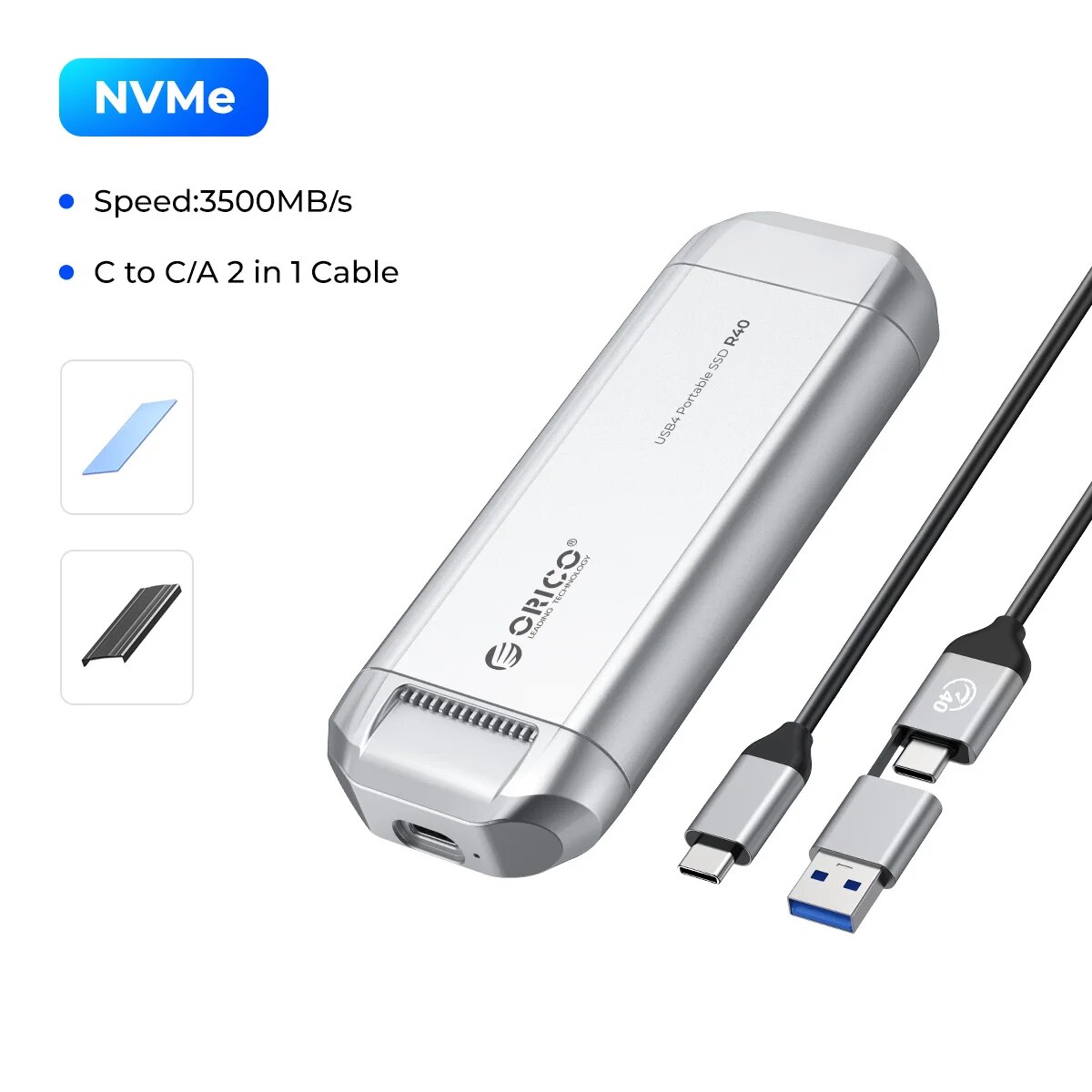 ORICO Silverstone Portable SSD 3500MB/s External Solid State Drive 4TB 2TB 1TB Type- C Aluminum Alloy PSSD Built-in Cooling Fan. 