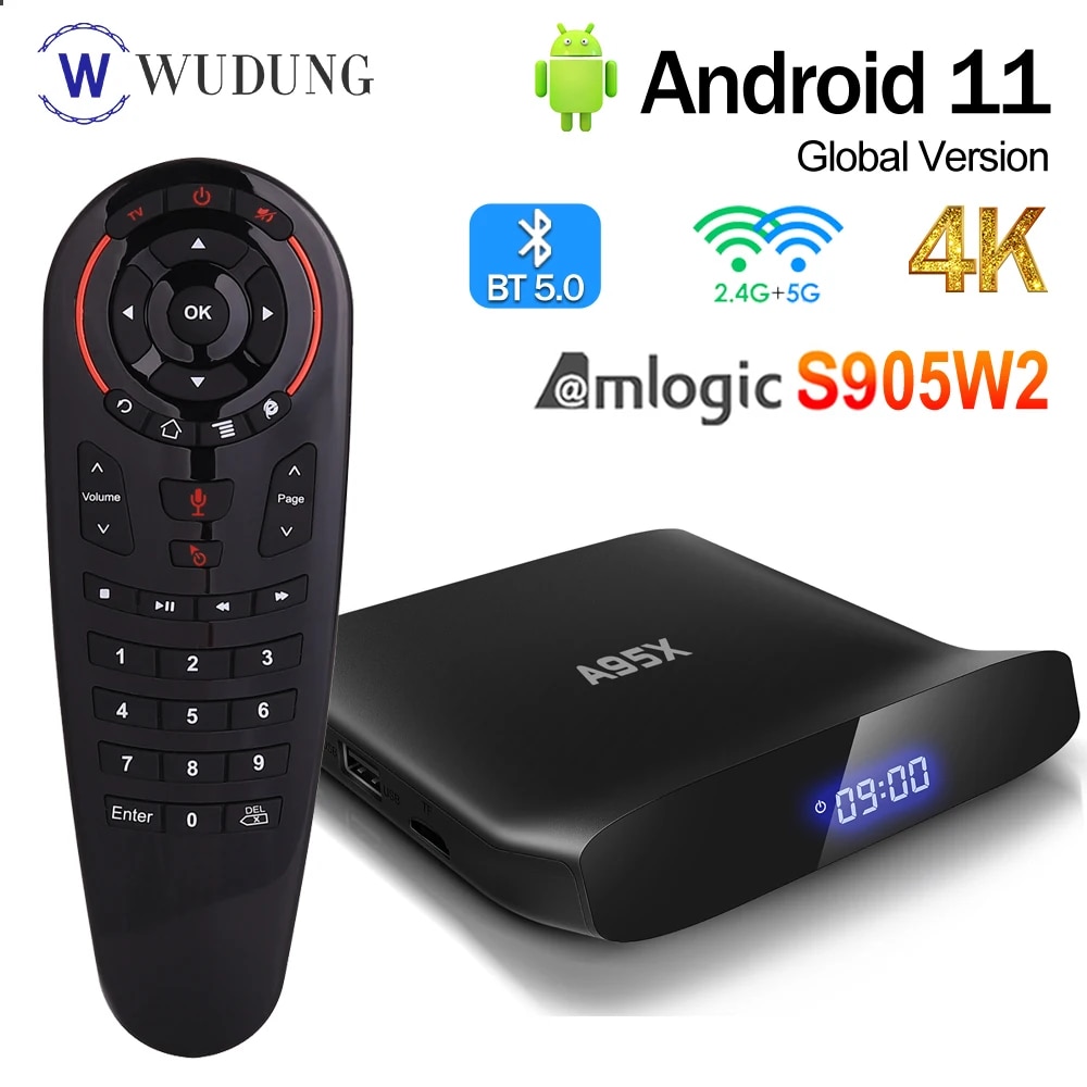 A95X W2 Smart TV Box Android 11 Amlogic S905W2 4GB 64GB 2.4G 5G Dual Wifi 4K BT5.0 2GB 16GB A95XW2 Media Player Set Top Box