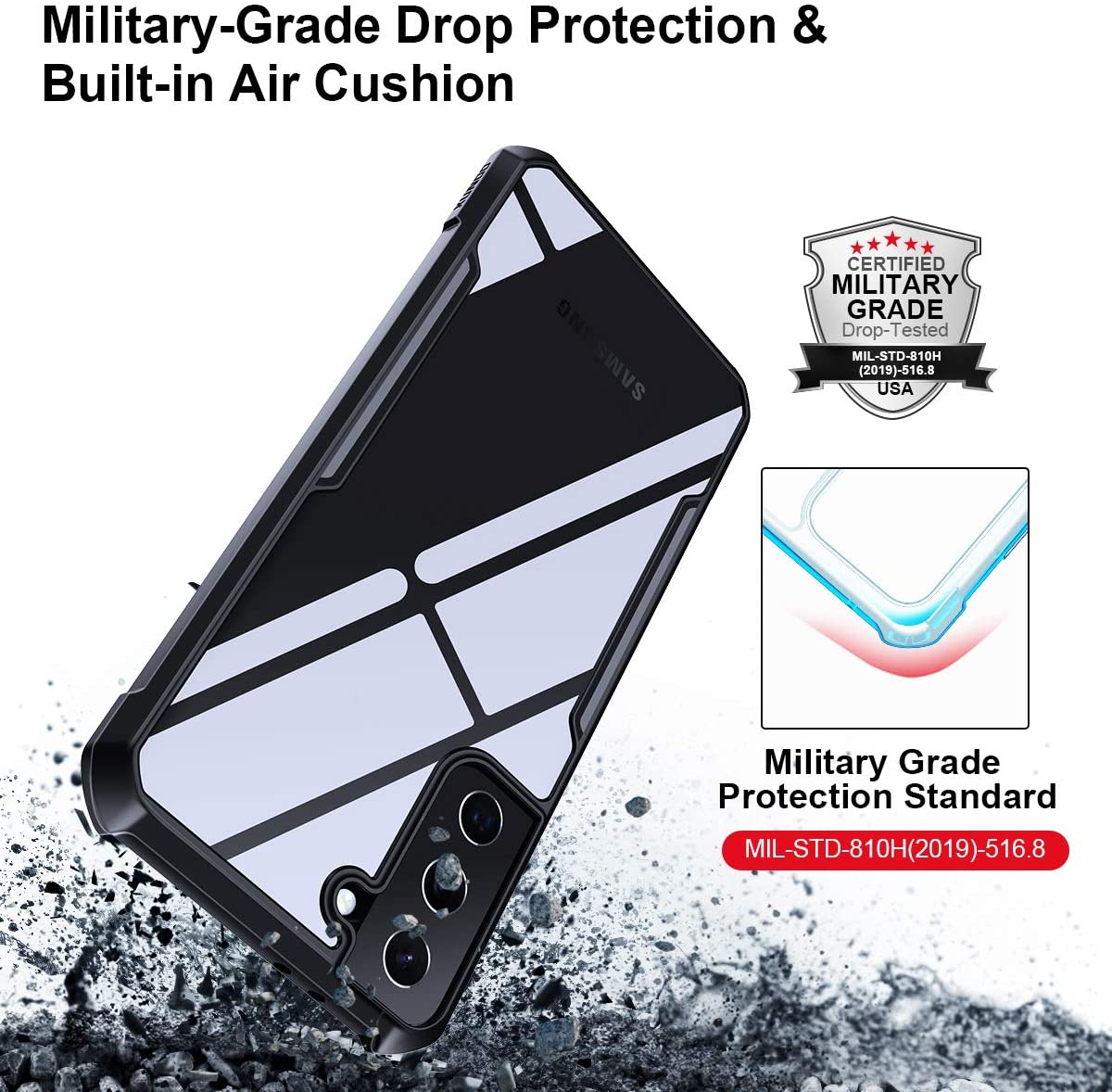 Xundd Case For Samsung Galaxy S22+ / Galaxy S22 Plus [Military Grade Drop Tested] Slim Clear Back with Shockproof Soft TPU Bumper Frame Cover Back Cover. 