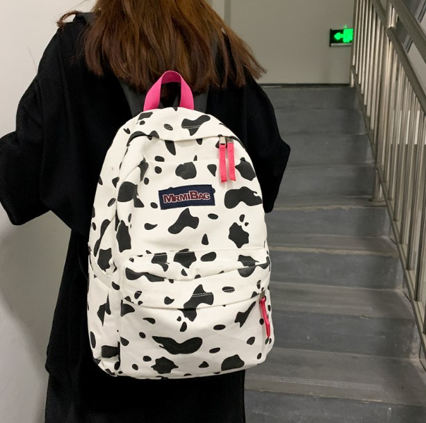 cow print jansport backpack Large Capacity Travel Bags Women Canvas Backpack Cow Print Pattern School  Bookbags Ladies Multi-Pockets Backpacks Shoulder Bag