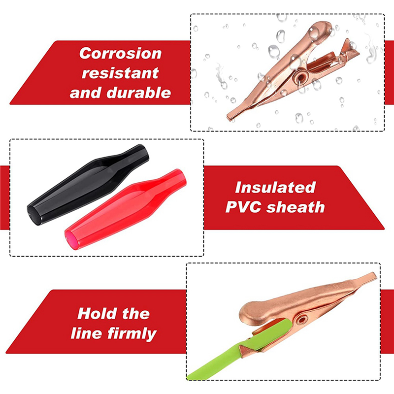 60 Mini Toothless Alligator Test Clips,Solid Copper Clips Electrical, 5Amp with Protective Insulation Cover for Solder. 