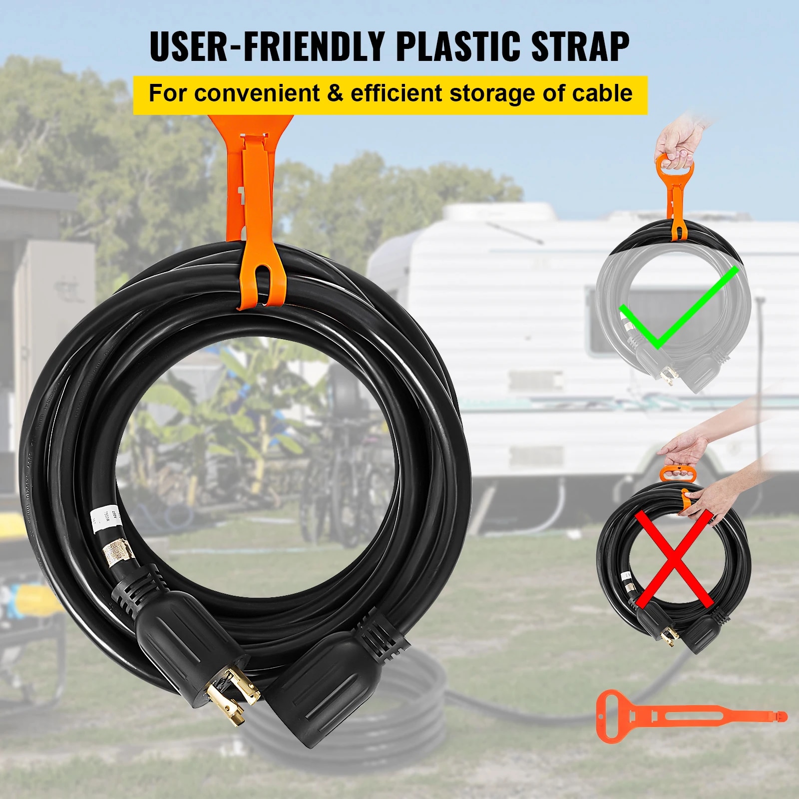 VEVOR Heavy Duty Generator Extension Cord 20FT 40FT 50FT 30Amp Weatherproof Emergency Twist Lock SJTW Power Cable for Outdoor|n. 