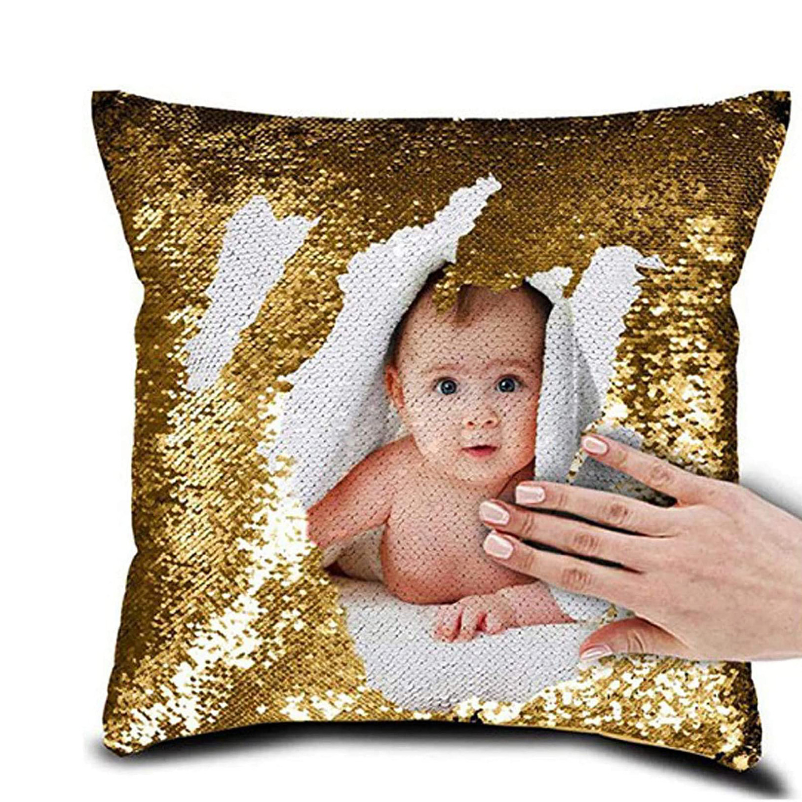 Customized Personalized Magic Cushion Cover with Photo Personalised Gift for Her His Birthday Anniversary Gift Valentine Size 16x16 Inches with Your Photos Golden INTE 2145 Daraz .bd