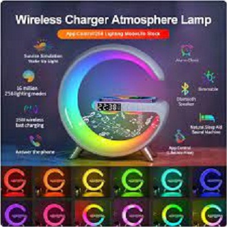 G63 Smart Light Sound Machine Super Wireless charging Station With Alarm Clock. 