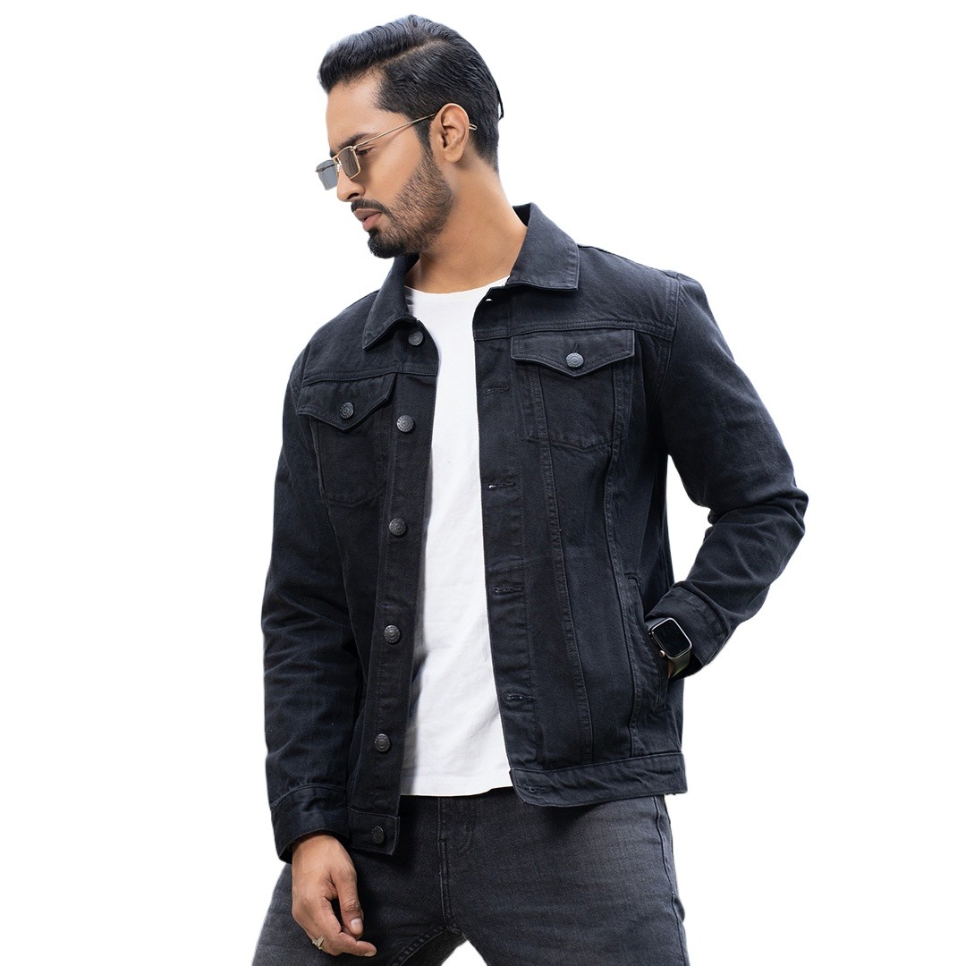 Stretch denim jacket for men stylish | Export quality denim jacket for men black | Jacket for men denim black - winter collection for men denim jacket