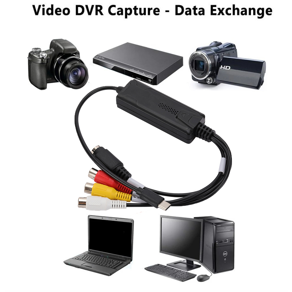Type-C Audio Video Capture Card Adapter USB C To RCA Video Capture Converter For TV DVD VHS Capture Device 4.1. 
