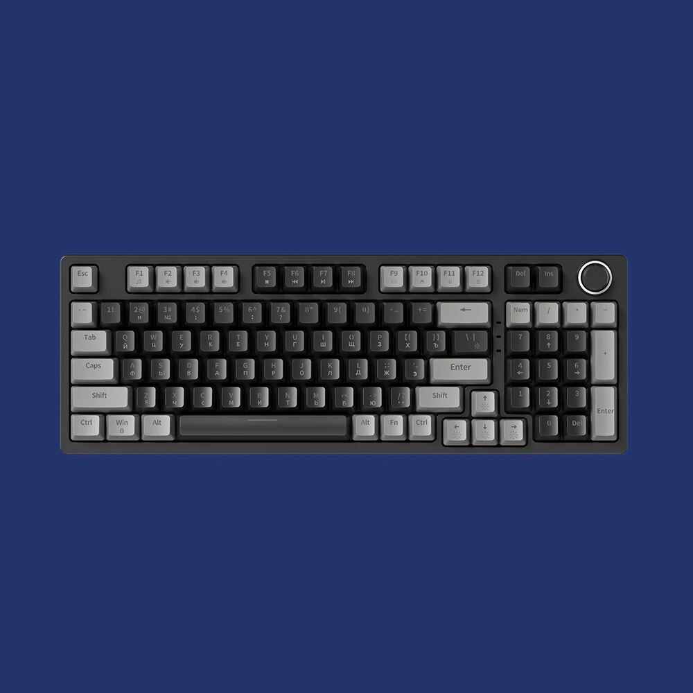 ZA981 Wired Gaming Mechanical Keyboard Russian/English Backlight Gamer Keyboard 98 Keys Knob light control Type-C Hot-swap. 