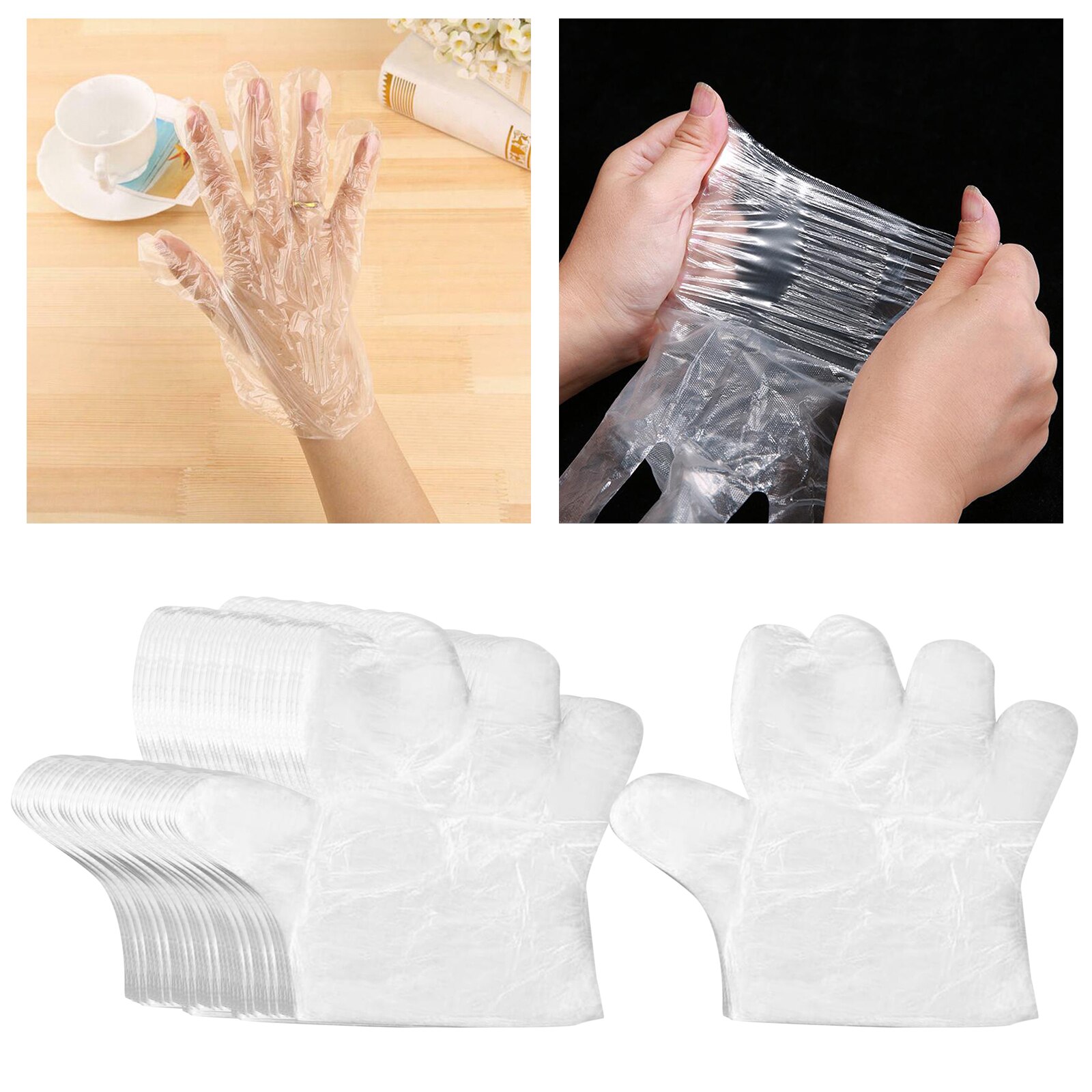 100 Pcs  Clear Plastic Gloves,  Eco-friendly Hand Gloves, Multi-Purpose Safety Cleaning Food Safe Gloves For Cooking, Medical Care, Gardening, Hair Salon, Spa, Home, Kitchen, and Bathroom. 