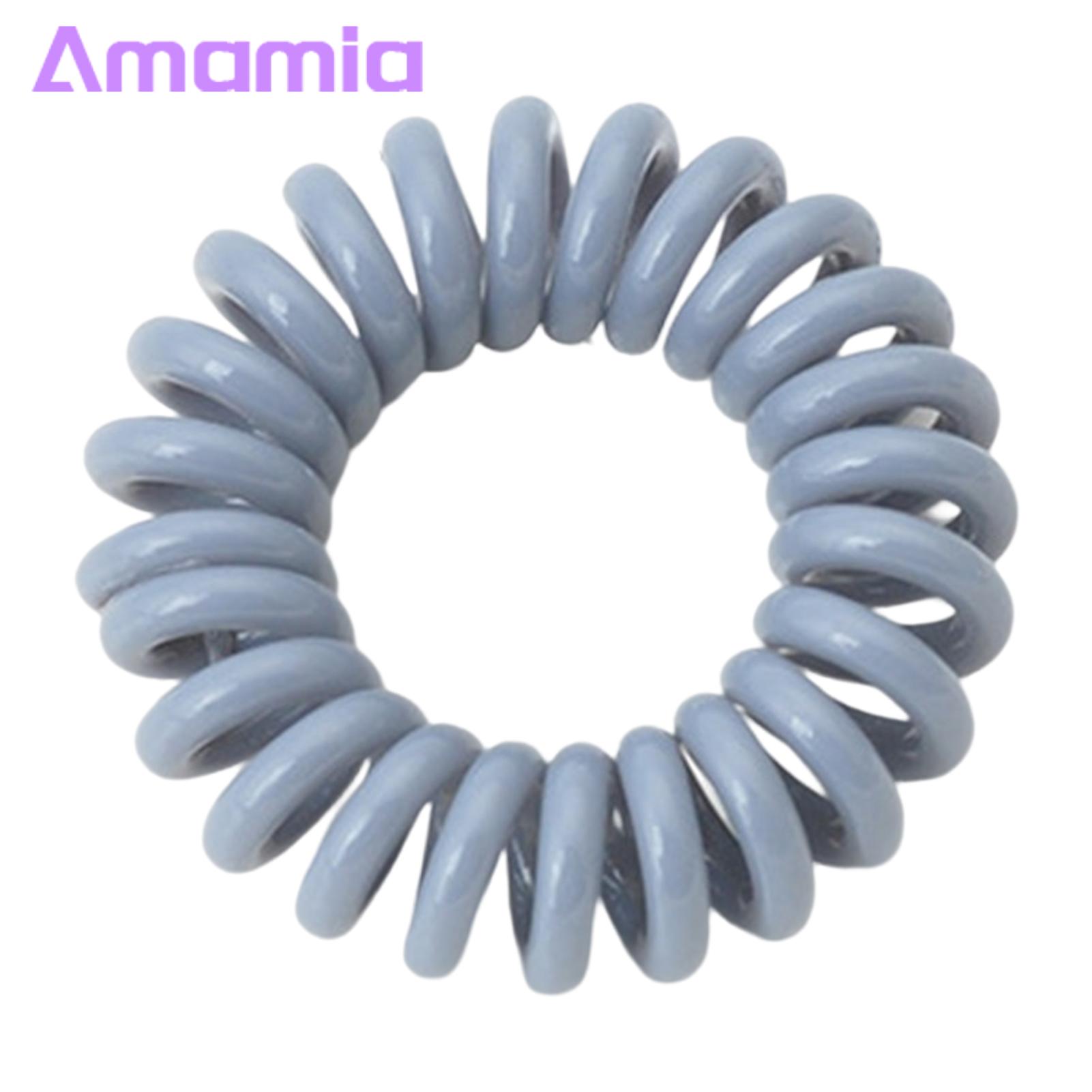 Amamia Phone Cord Hair Tie Lightweight Pure Color Girls Elastic Coil Hair Tie