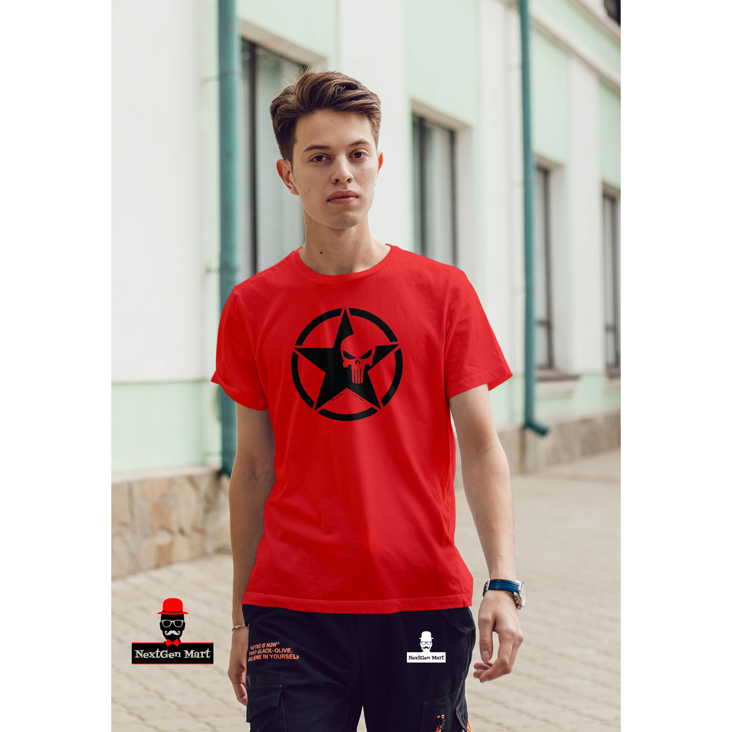 Round neck US Army sticker short sleeve 