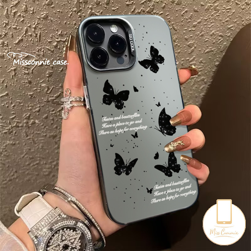 Vintage Butterfly Case For Redmi 10A 13C 12 10C 12C 9A 9T 10 9C A2 9 A1 Note 13 12 9 11 8 10 11s 10s Pro Max Poco X3 X6 M6 M3 C55 Mi 12 11 Lite Luxury Plating Doodle English Cover. 