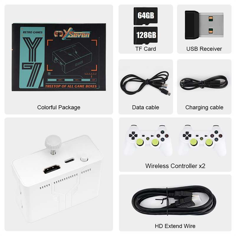 Y7 Video Game Console 64G+128G 11000 Games Retro Handheld Game Console Wireless TV Game Player for PSP 36 Emulator. 
