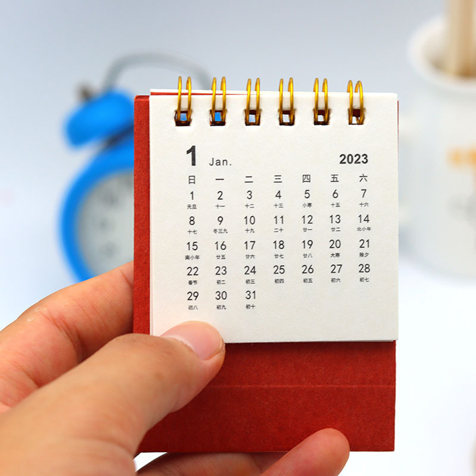 Mini Desk Calendar Portable 2023 Small Stand Up Desk Calendar. 