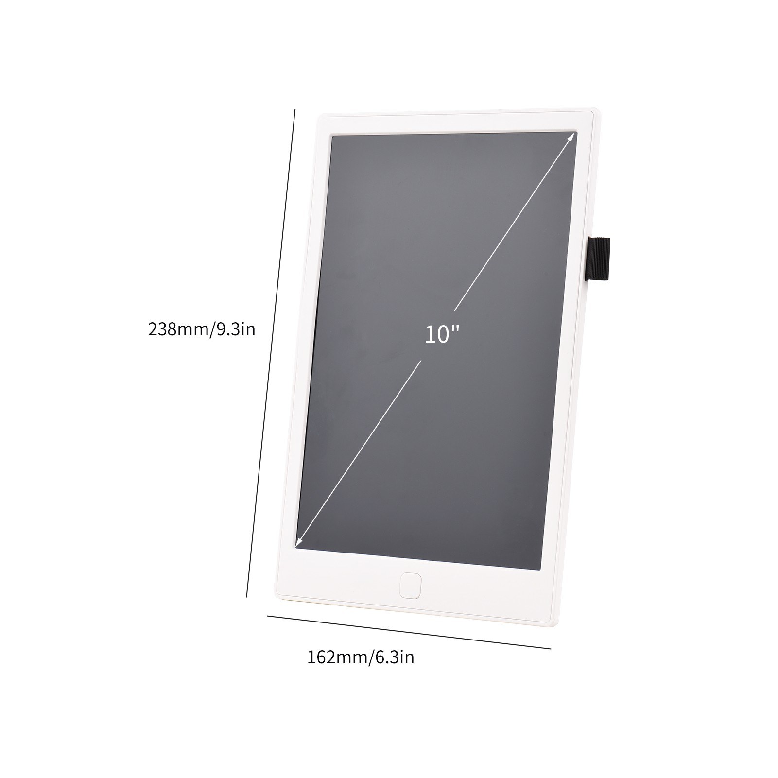 LCD writing pad with 10 inch monochrome screen, touch pen for writing notes for toddlers - white. 