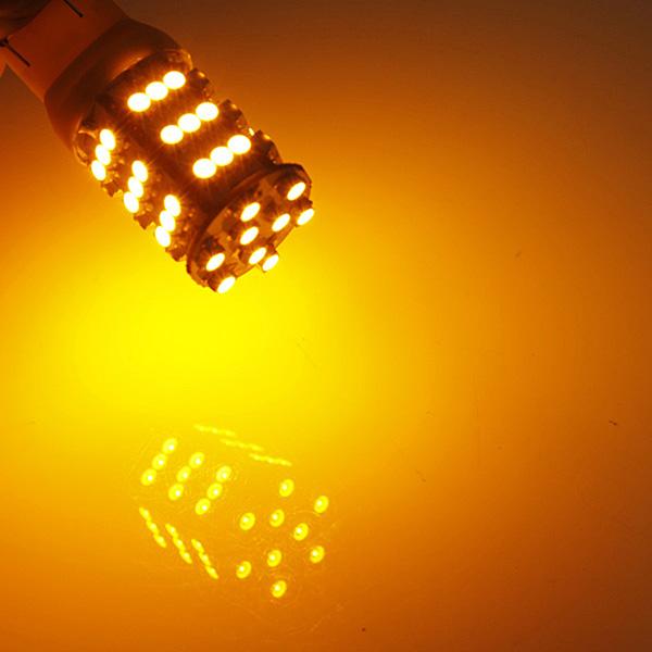 2Pcs T20 7443/7440 3528 SMD 54 LED Amber Yellow Turn Signal Blinker Light bulb -. 