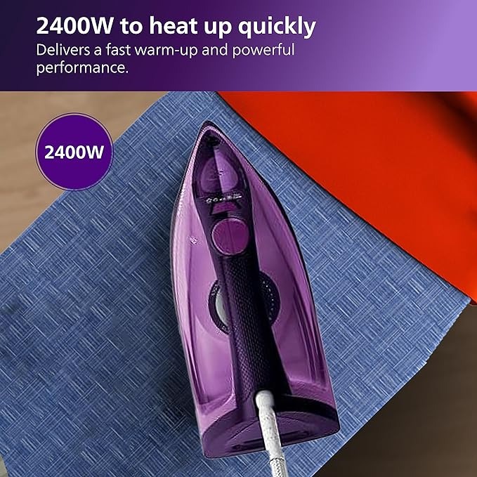 Philips EasySpeed Plus Steam Iron GC2147/30-2400W, Quick Heat up with up to 30 g/min steam, 150g steam Boost, Scratch Resistant Ceramic Soleplate, Vertical steam, Drip-Stop. 