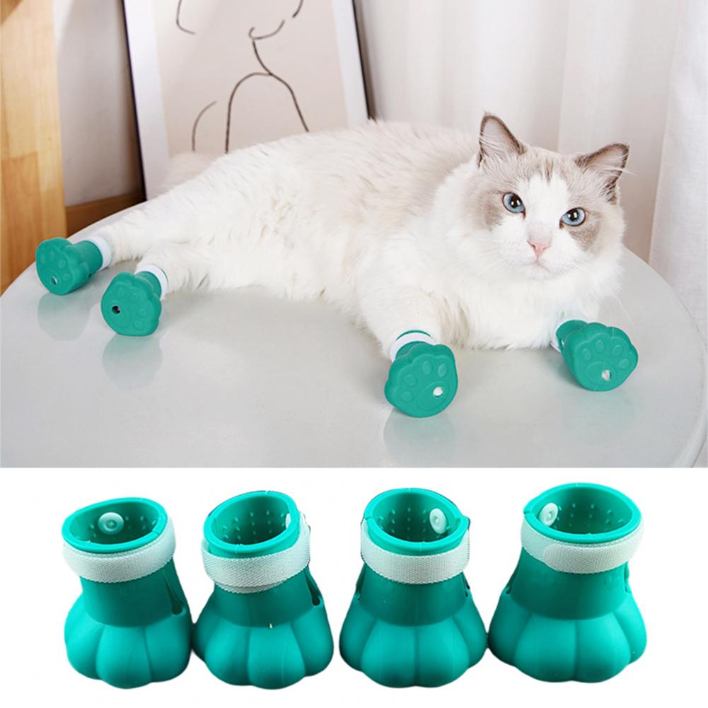 Useful Cat Shoes Anti-Shedding Open Design Pet Cat Kitten Paw Nail Boot Breathable Cat Foot For Home. 