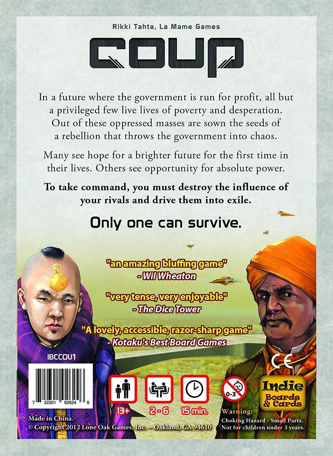 【Broad Sunlight shop】2019 high quality coup game Full English Version for party family board game cards game. 