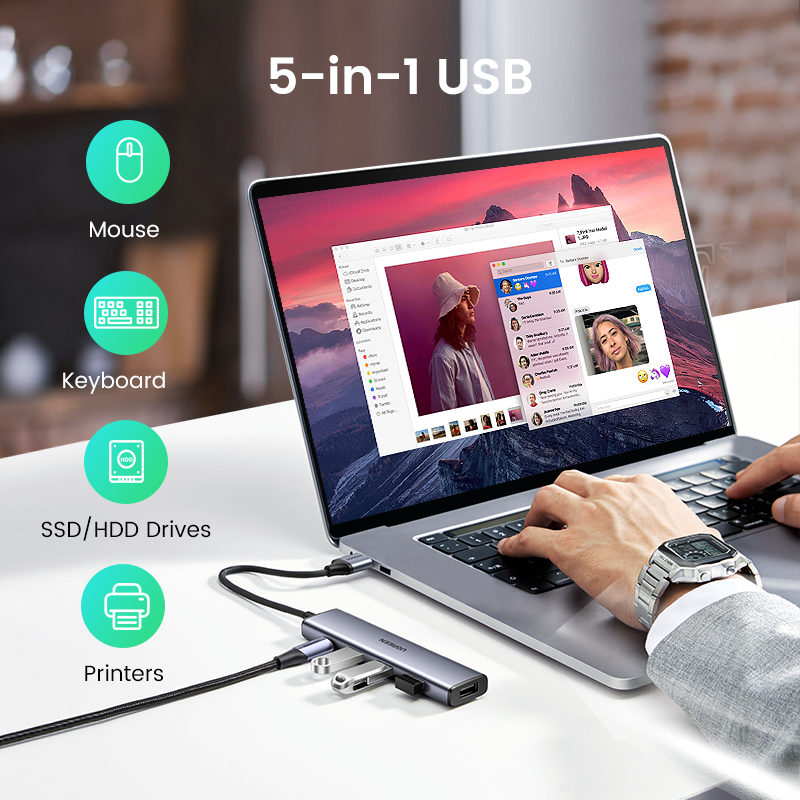 UGREEN USB HUB Type C to 4 USB 3.0 HUB USB to Type C Adapter 5G For Macbook Pro Air M1 PC Laptop Accessories USB C HUB Splitter. 