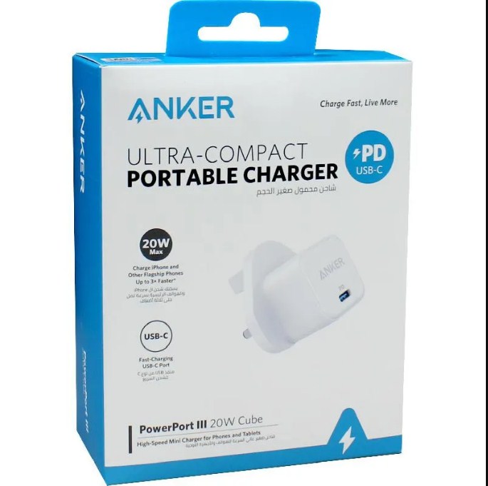 Anker PowerPort III 20W Cube PD- White US Plug (Only Adapter