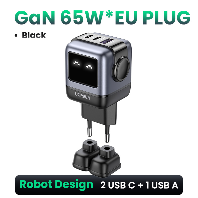 【Uno 65W GaN】UGREEN Uno Robot 65W USB C Charger 65W Mini Nexode Robot 3 Ports GaN Fast Adapter Wall Charger For iPhone 16 15 Max Pro Samsung Galaxy S24+ S24 Ultra/A Tecon Infinix  Note 30 Pro Itel P40+ Realme 8 Pro Galaxy AI Xiaomi 15 14 Pro Redmi K70 60. 