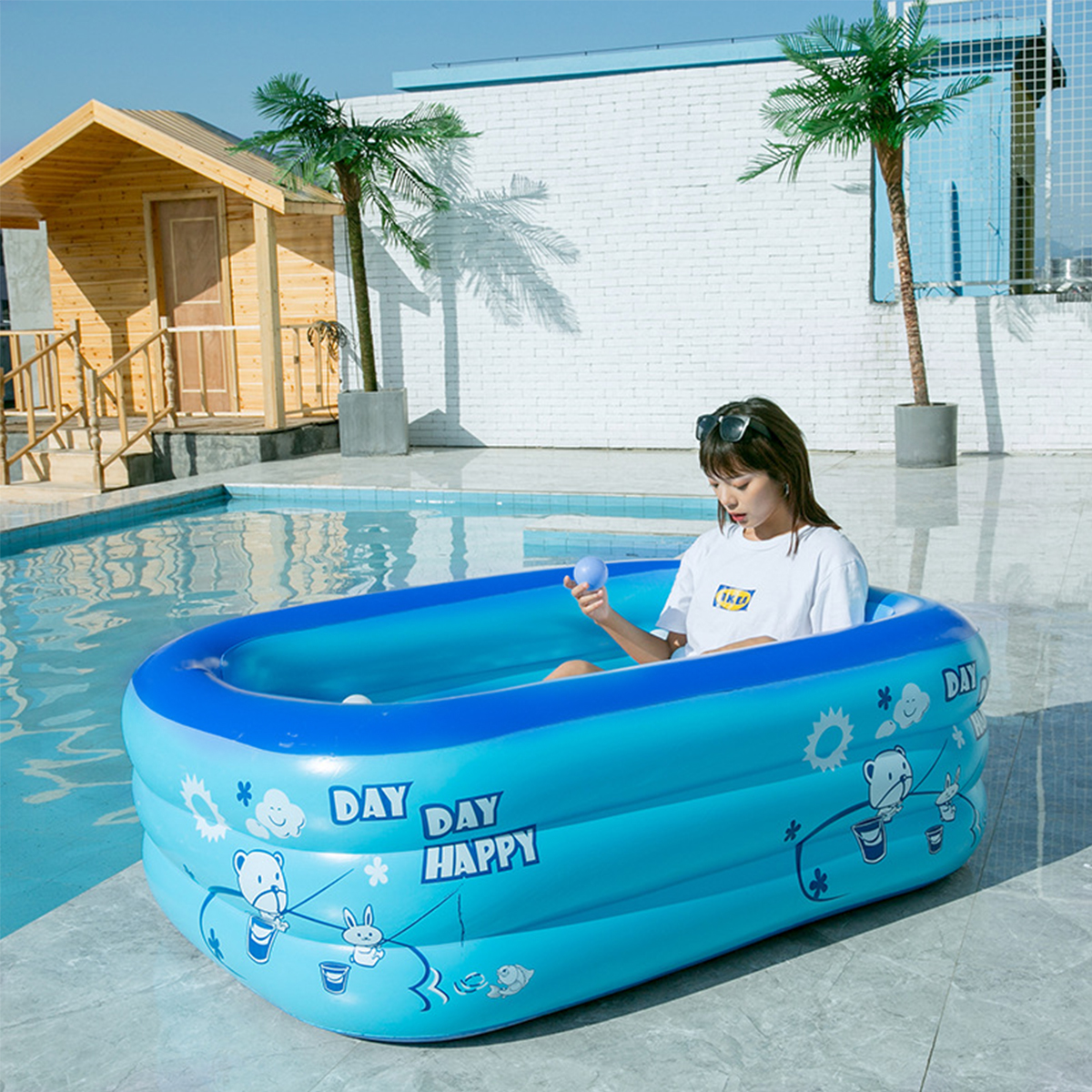 Stylish Addition - Rectangle Quick Set Inflatable Pool Above Ground Swimming Pool Kids Family Sports with free Electric pumper - Modern - Choice Expression. 