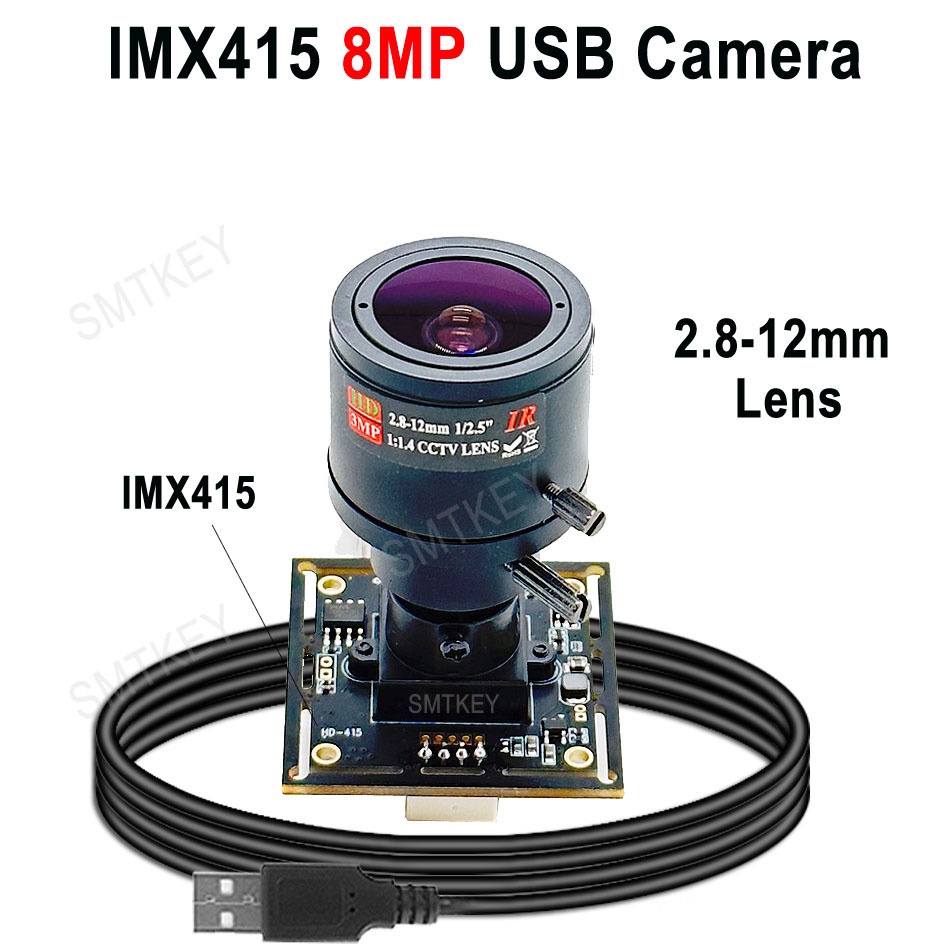 4K IMX415 2.8-12mm Lens with USB 2.0 Camera Module 60FPS in 1920*1080 or 30FPS 3840 * 2160 MJPEG YUV2 P.C.BA USB WebCam Camera