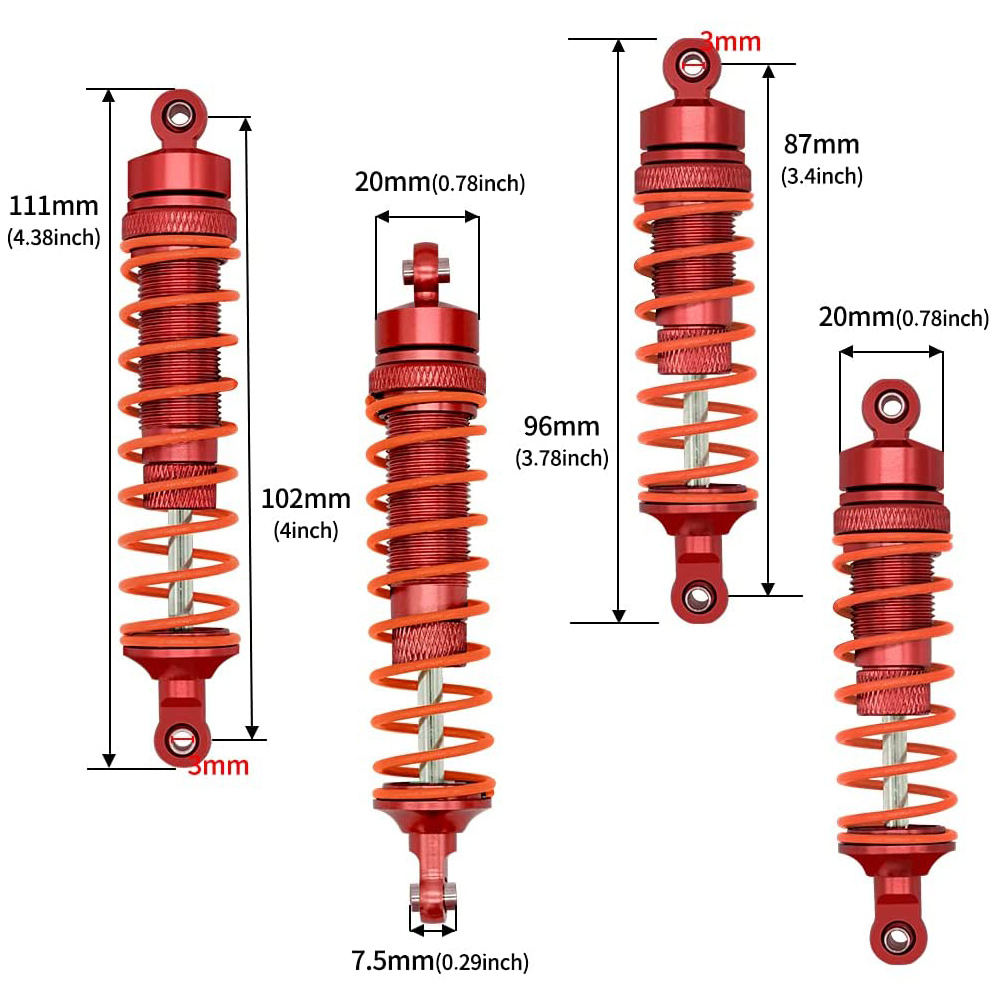 4Pcs Metal Front and Rear Shock Absorber for Traxxas Slash Rustler Stampede Hoss 4X4 VXL 1/10 RC Car Upgrade Parts,5. 