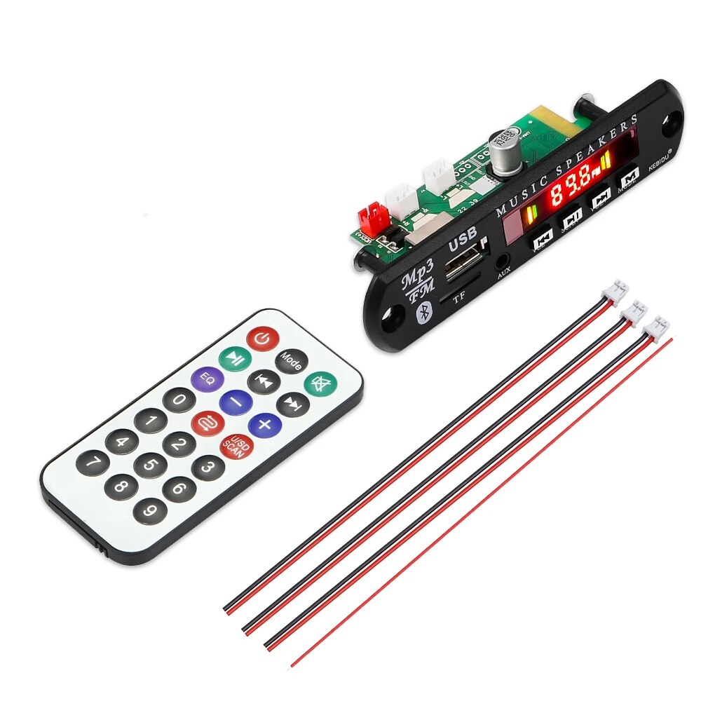 50W 25W Amplifier Bluetooth 5.0 DIY MP3 WAV Decoder Board DC 9V 12V 18V Wireless Car USB MP3 Player TF Card Slot USB FM with Mic. 