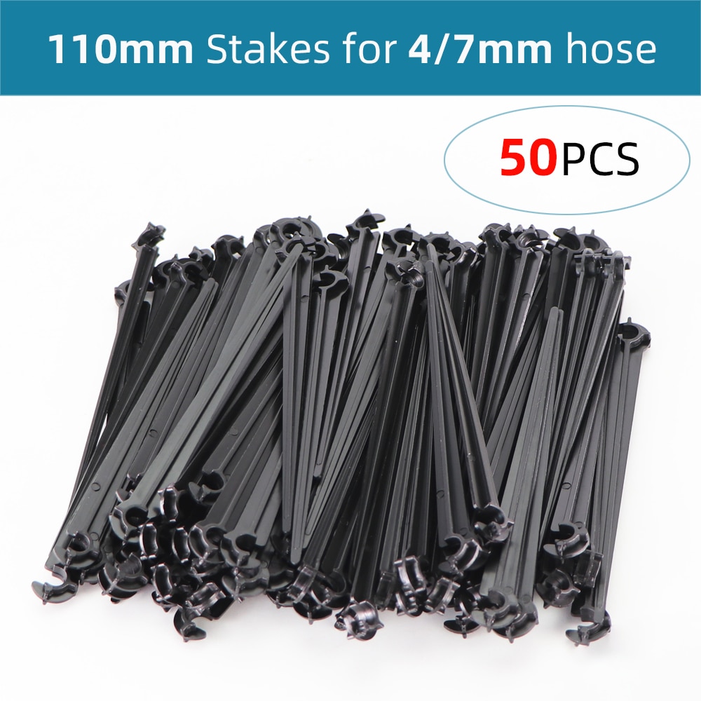 1/4" Hose Drip Irrigation Support Stakes C Shape Hook 4/7mm Pipe Fixed Stem Holder Garden Watering Dripper Sprinkler Bracket. 