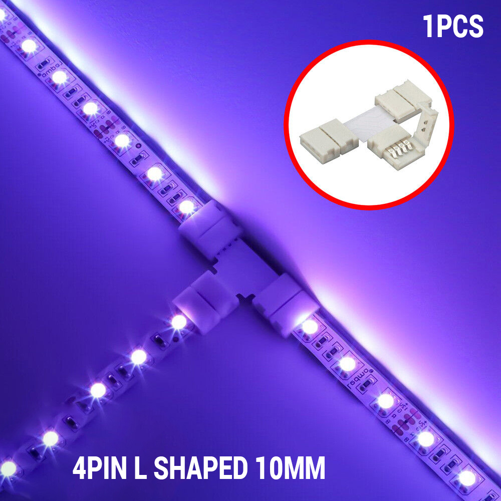 RGB 10mm SMD5050 4-pin Buckles 4-pin pin headers 4-pin double-ended cables 4-pin snaps to RGB L T X Shaped corner kit for SMD5050 Strip Light. 